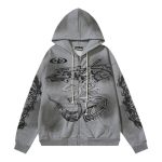 Hellstar Yoga Zip-Up Grey Hoodie